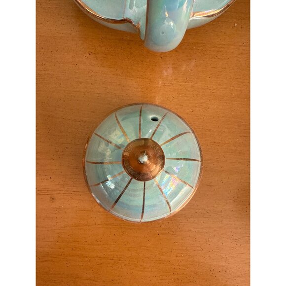 Vintage Iridescent Glossy Teapot With Gold Accents & Lid GIFT - Picture 8 of 8